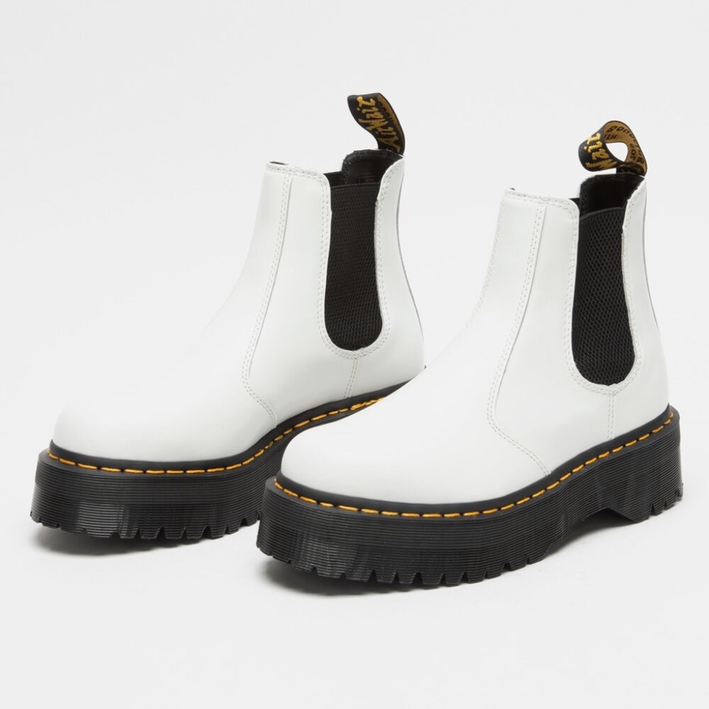 Dr. Martens White Platform Chelsea Boots